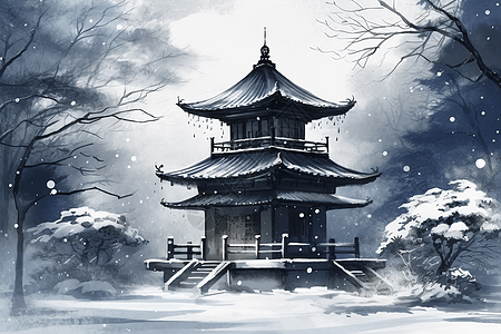 冬季的传统风景画图片