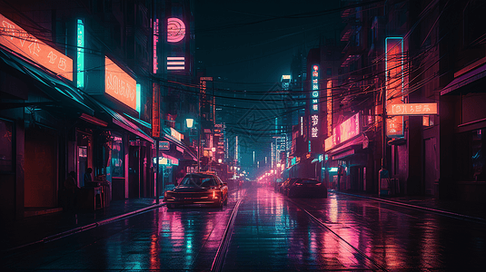 夜间霓虹城市图片