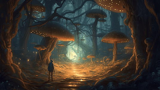 科幻的森林科幻,星空图片素材