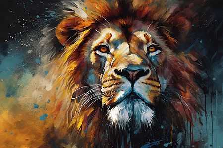 鲜艳的颜色的狮子插画图片