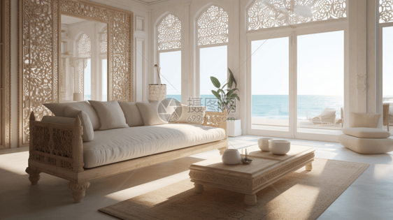 滨海白色风格的客厅图片