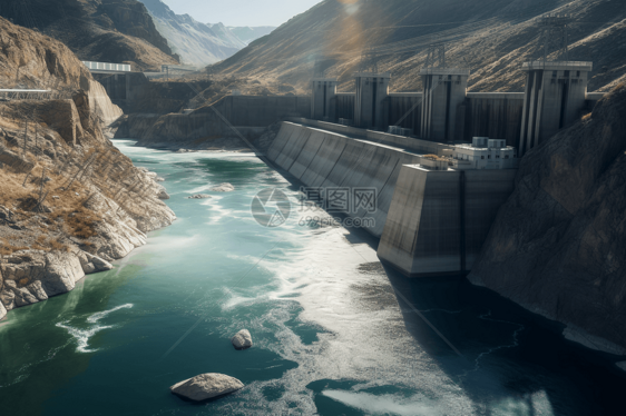 山中的水力发电站图片