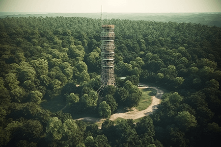 森林中的测风塔高清图片