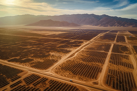 太阳能的沙漠景观图片