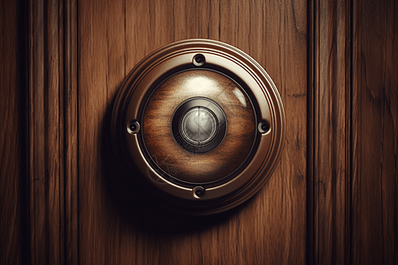 木质背景的门铃背景图片