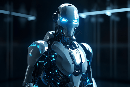 蓝色未来机器人背景图片