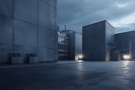 夜晚的工业工厂图片