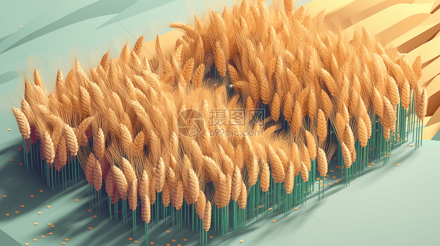等距金色小麦的模型图片