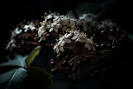 黑色接骨木花朵背景图片