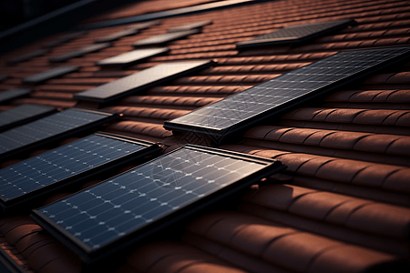 屋面瓦中段内置太阳能电池板图片