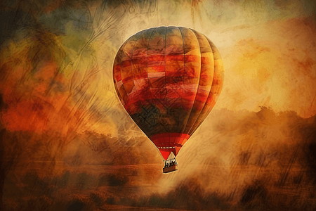 唯美热气球漂浮背景图片