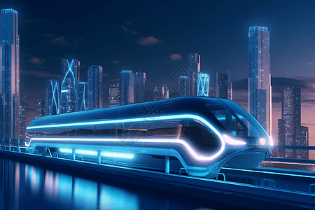 科技感城市悬浮列车图片