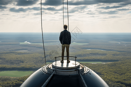 极限运动员站在高空建筑上图片