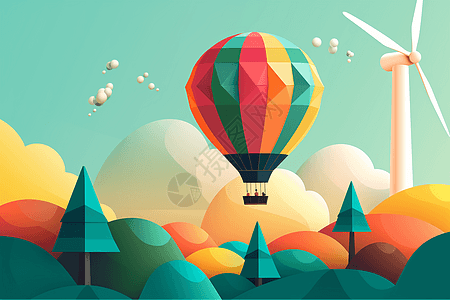 彩色气球风车图片