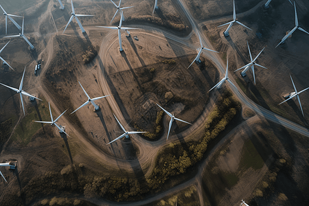 风力发电厂顶视图图片