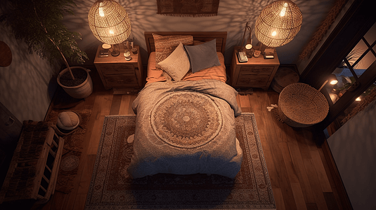 波西米亚风家居卧室设计图图片