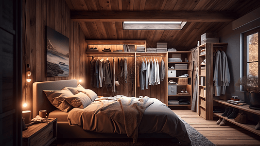 木质乡村卧室布置图片