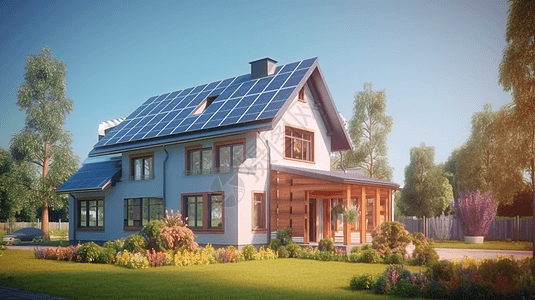 别墅屋顶别墅新能源供暖创意插图设计图片