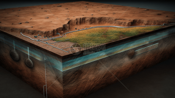 地源热泵地下3D概念图图片