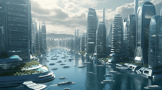 未来城市海洋发电场概念图图片