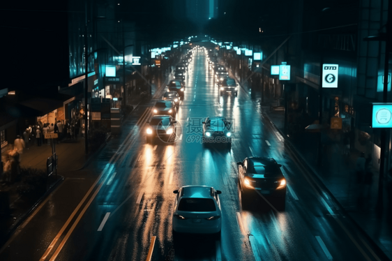 夜间城市的交通图片