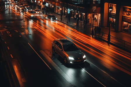 霓虹灯照明的街道图片