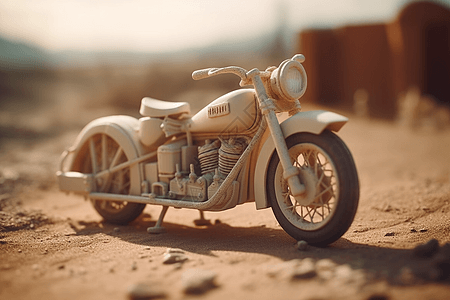 乡间小路摩托车的粘土模型图片