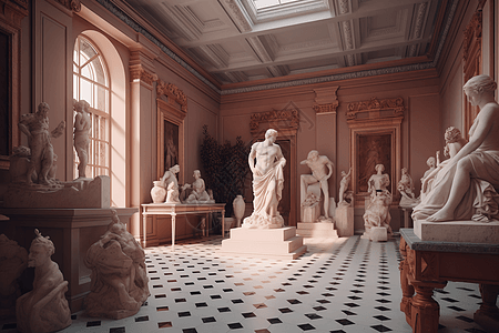 艺术馆雕塑展览室空间背景