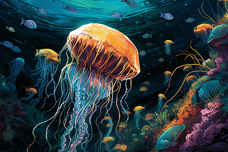 海洋生物种类水母插图图片