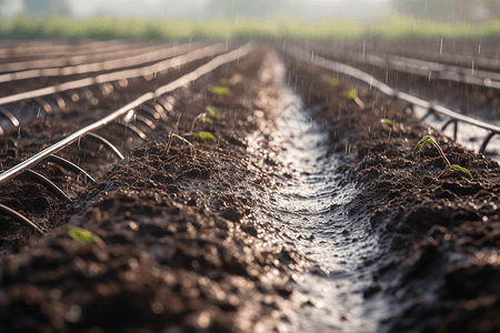 生物质农场灌溉系统的特写镜头图片
