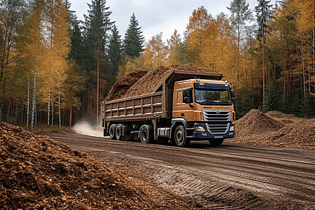 生物质卡车运输燃料木屑场景图片
