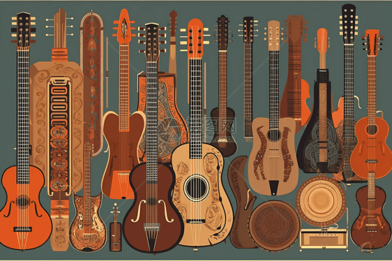 不同文化的乐器插图图片