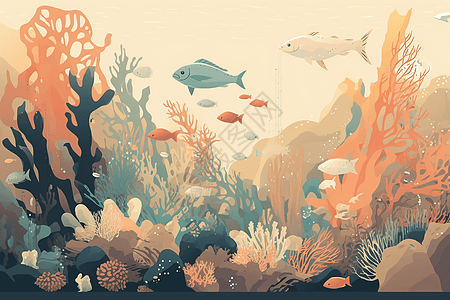 海洋生物展览艺术插图图片