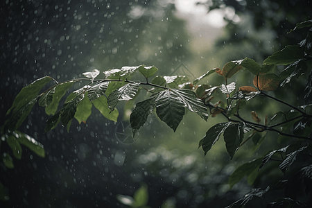 雨天的树林图片