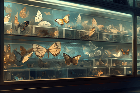 蝴蝶玻璃展品图图片