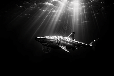 黑暗大海里的鲨鱼图片