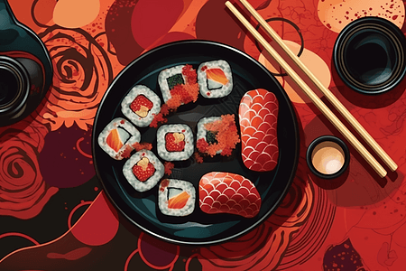彩色的寿司背景图片
