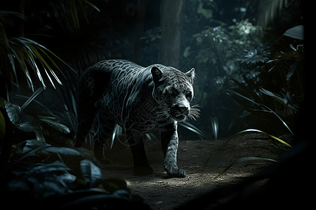 暗夜丛林里的黑豹图片