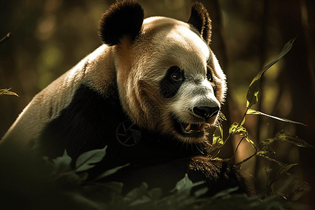 熊猫在竹林里吃竹子图片