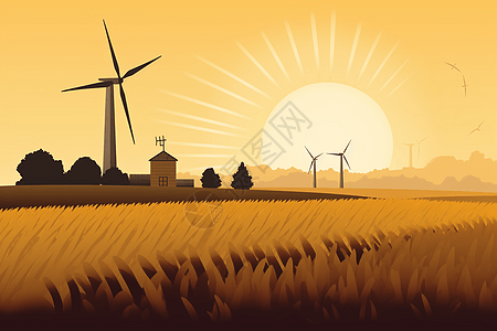 农业领域的风力涡轮机图片
