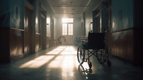医院走廊里的轮椅图片
