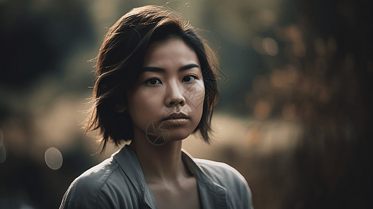 一个表情平静的亚裔女人图片