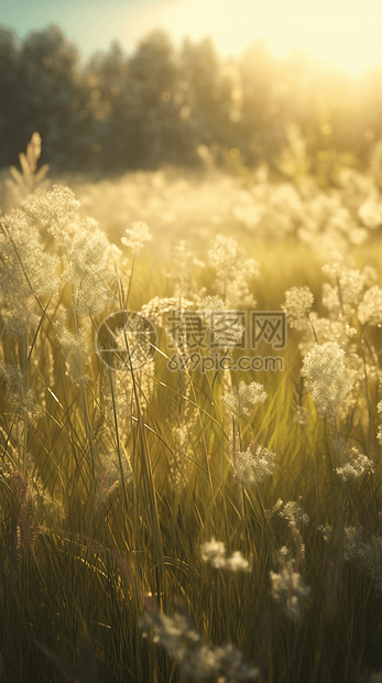 飘着芦苇的梦幻草地图片