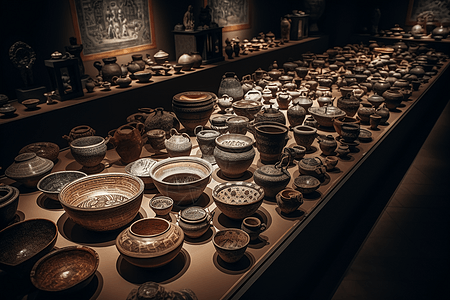 古代陶器的历史展览场景图片