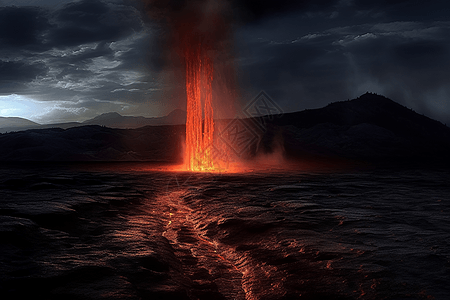 火山爆发喷射火焰图片