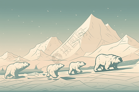 北极熊家族图片