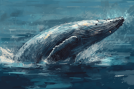 在海洋中的座头鲸图片