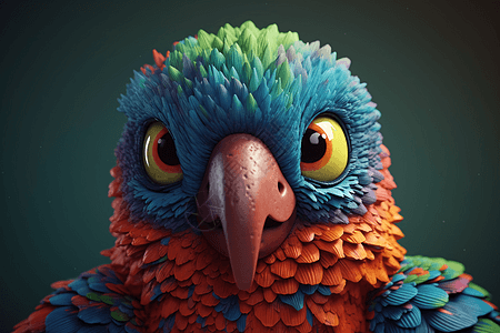 彩色的鹦鹉睁大眼睛凝视图片