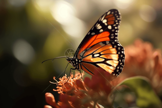 蝴蝶在一朵花上图片
