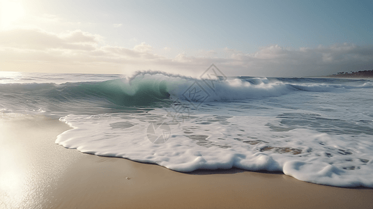 海浪在沙滩上背景图片
